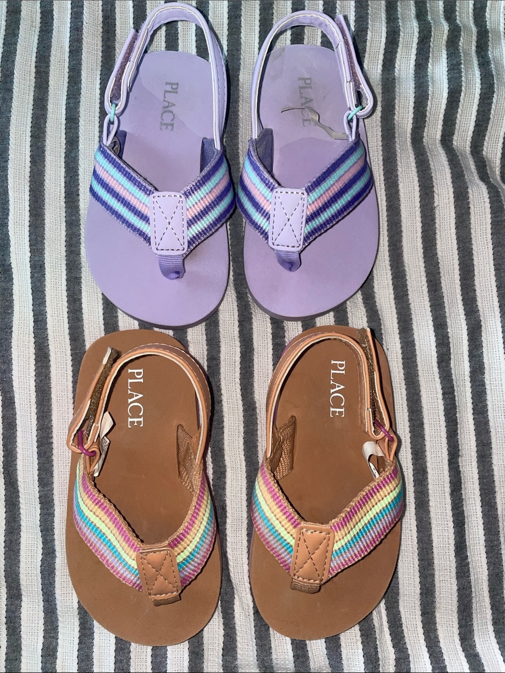 The Children's Place Girls' Lavender and Brown Rainbow Strap Sandals